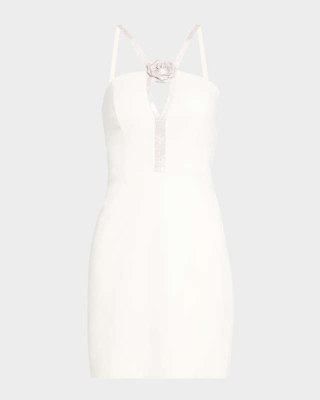Amara Rhinestone-Trim Halter Mini Dress